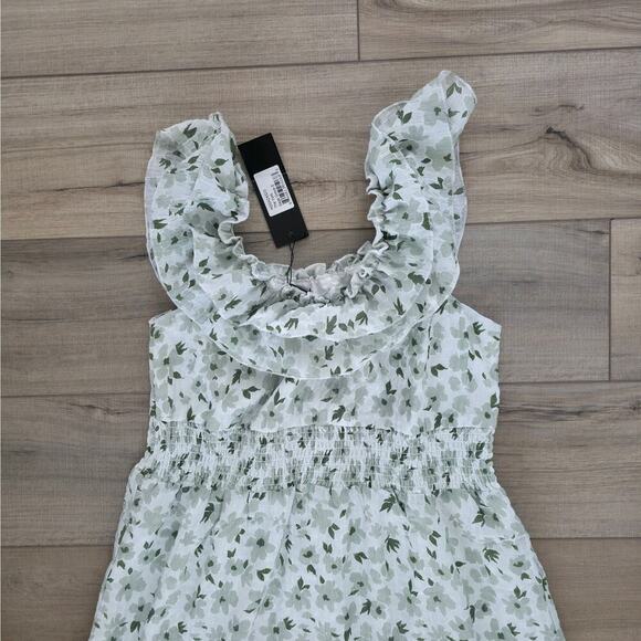 Mikarose The York Maxi Dress White/Green Floral Flutter Sleeve Dress Women Sz S - Picture 15 of 16